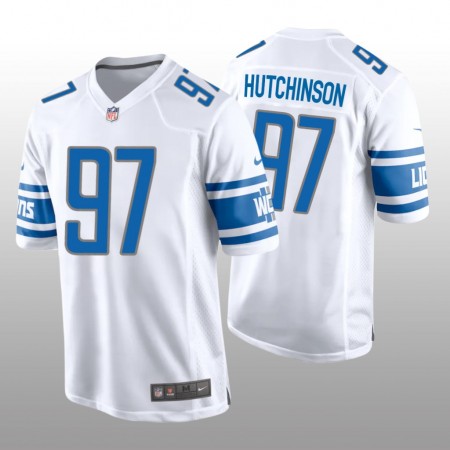 Tröjor Detroit Lions Aidan Hutchinson 97 Game Vit 2022 NFL Draft - Män Tröjor Detroit Lions Aidan Hutchinson 97 Game Vit 2022 NFL Draft - Män